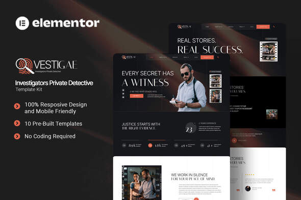 Vestigae – Investigators Private Detective Elementor Template Kit